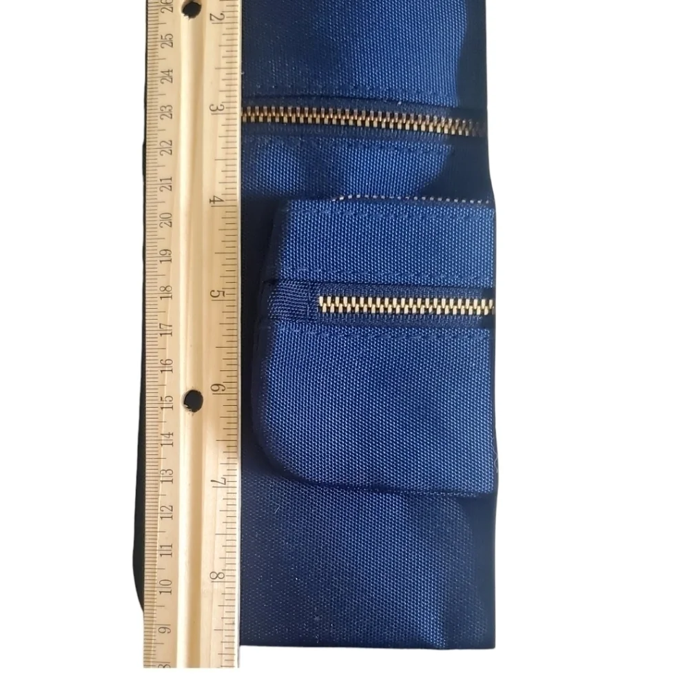 Martha Stewart Office Set 2 Navy Double Zipper Pouches